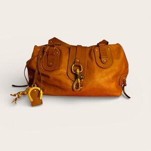 Chloé Silverado Cognac Leather Satchel Bag Horse Charm Y2K Vintage Made in Italy
